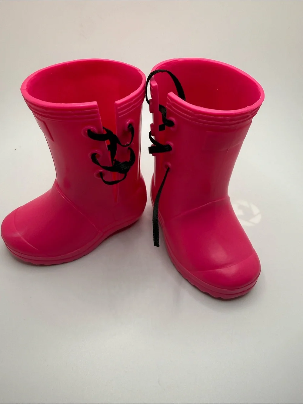 Madame Alexander Hot Pink Doll Rain Boots with Black Laces for 18” dolls